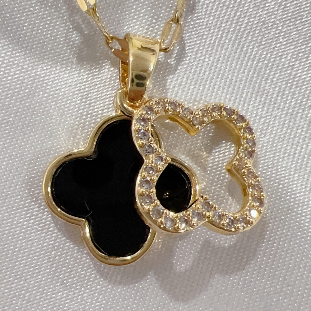 Elegant Double-layer Gold and Black Pendant Necklace